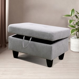 AndMakers 28.5 in. W Flannel Polyester Blend Rectangle Ottoman with Storage - 1 of 4