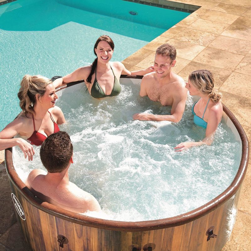 Bestway 54190E SaluSpa Helsinki 7 Person Portable Inflatable Round Hot Tub Spa with 81 Air Jets, Cover, Pump, and Integrated Filter, Wood Print, 5 of 7