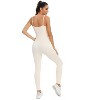 DOMETOUR Sport Jumpsuits for Women Tummy Control Ribbed Unitard One Piece - 2 of 4