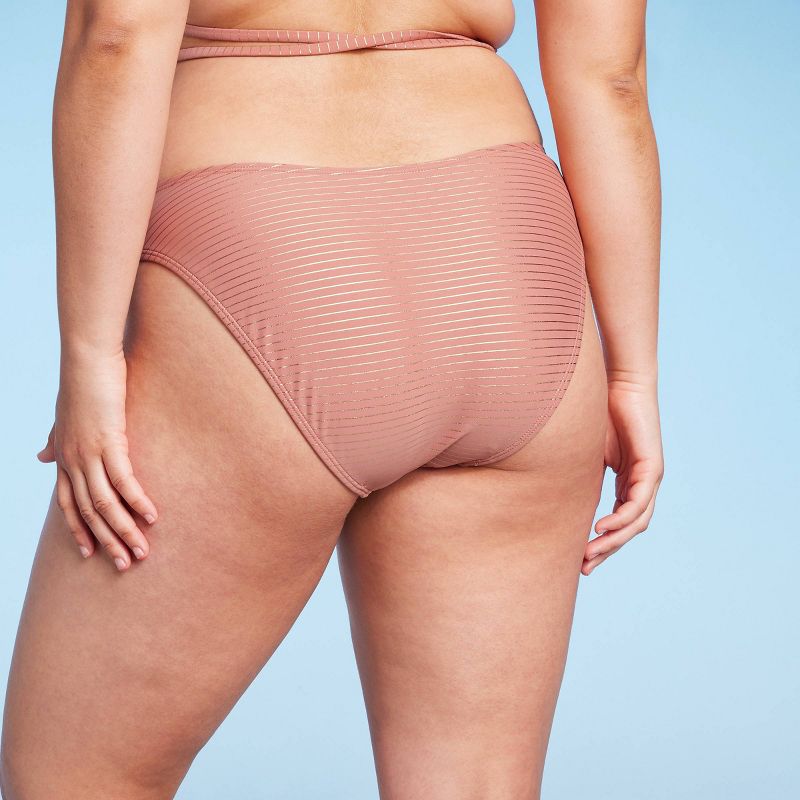 Women's High Leg Cheeky Bikini Bottom - Wild Fable™ Brown Lurex, 6 of 19