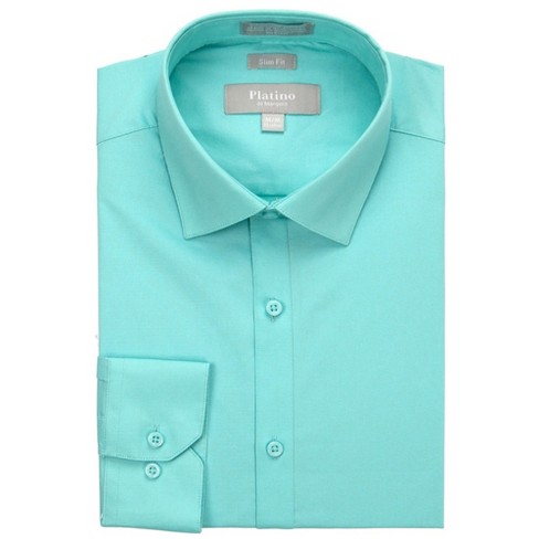 Marquis Men'S Aqua Blue Long Sleeve Slim Fit Spandex Dress Shirt Size - Xx  Large : Target