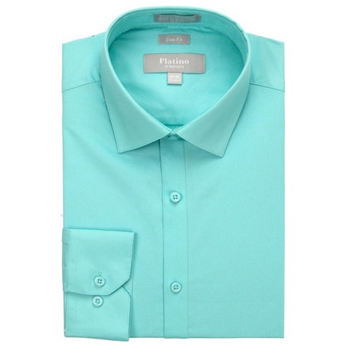 Marquis Men'S Aqua Blue Long Sleeve Slim Fit Spandex Dress Shirt Size -  Small : Target