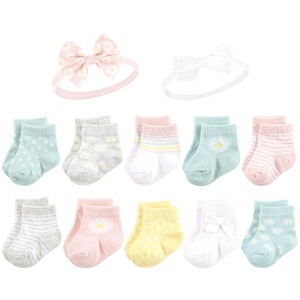 Hudson Baby Infant Girl Sock and Headband 12pc Set, Daisy, 0-9 Months - 1 of 4