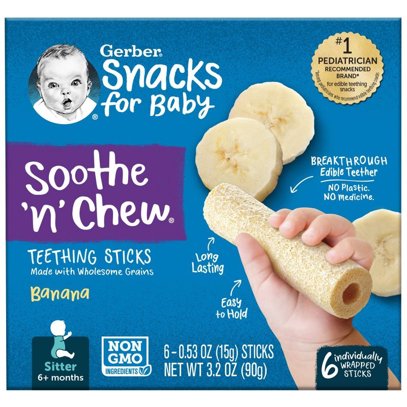 Gerber Baby Soothe N Chew Teething Sticks - Banana - 6ct/3.2oz, 1 of 11