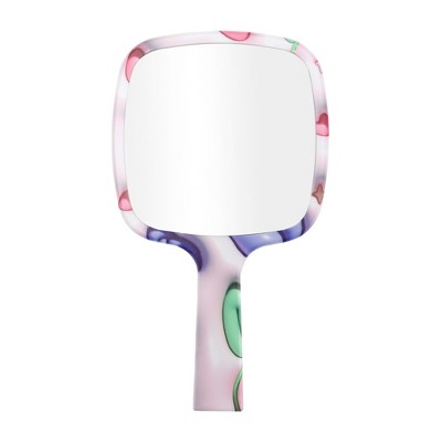 Unique Bargains Durable Square Handheld Mirror Purple Pink 1 Pc