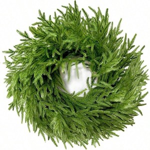 24 Inch Real Pine Wreath for Front Door Home Decor Large Artificial Green Wreath 70 Norfolk Needles Indoor Outdoor Wall Porch Farmhouse - 1 of 4