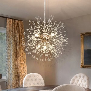 LLHZSY Modern Firework Sputnik Chandelier Crystal Pendant Lighting - 8/9/12 Lights - Gold/Chrome/Gold and Turquoise/Chrome and Turquoise - 1 of 4