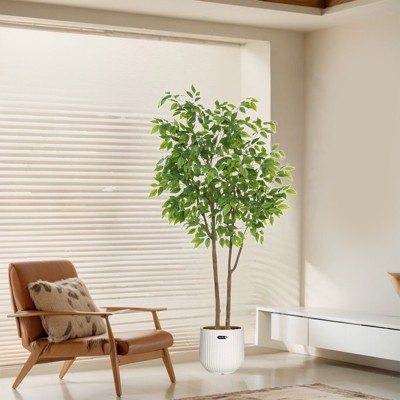 5FT Tall Artificial Ficus Tree, Faux Ficus Tree with Realistic Leaves