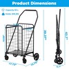 ORRD Shopping Cart with Shelf & Double Basket, 200LB Foldable Grocery Cart, 360° Swivel Wheels Utility Cart for Laundry，Black - 4 of 4