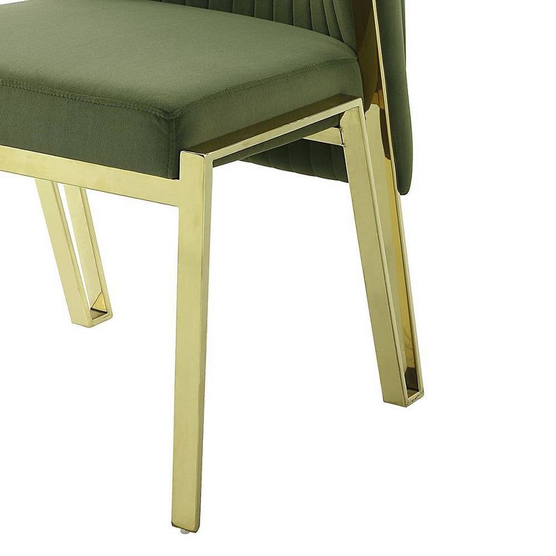 21&#34; Fallon Accent Chair Green Velvet Mirrored Gold Finish - Acme Furniture, 3 of 9