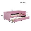Twin Bed With Ergonomic Design Backrest And Trundle, Upholstered Bed Frame With A Twin Size Trundle, Grounded Bed Modern-Cuddlewood - 4 of 4