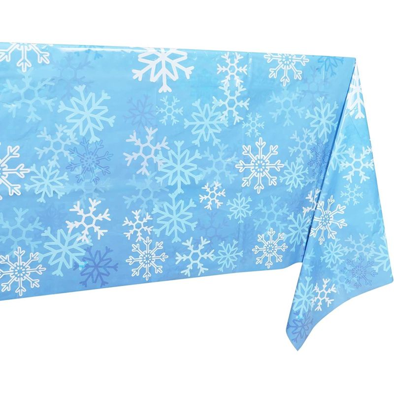 Blue Panda 3 Pack Snowflake Blue Tablecloth for Winter Holiday Christmas Party Table Cover Decorations, (54 x 108 in), 4 of 7