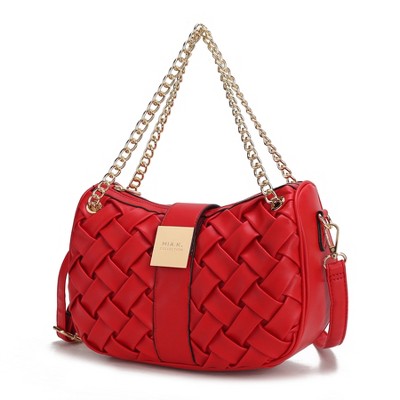 MKF Collection Solari Vegan Leather Women's Shoulder Bag Braided Chain by Mia K