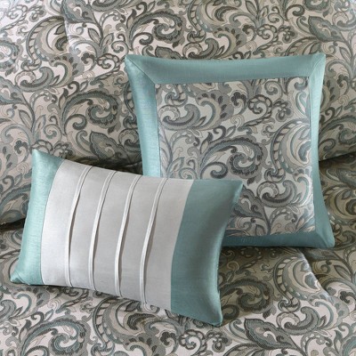 Madison Park 24pc Queen Isabella Room in a Bag Teal: Polyester Paisley Bedding Ensemble with Faux Silk Window Treatments — фото 8