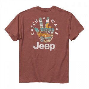 Mens Jeep Catch a Wave Front and Back Print Pigt Dyed T-Shirt - 1 of 2