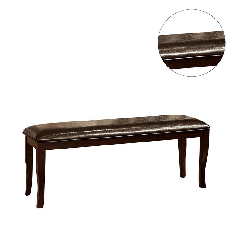 Simple Relax Padded Leatherette Seating Bench in Dark Cherry, 3 of 5
