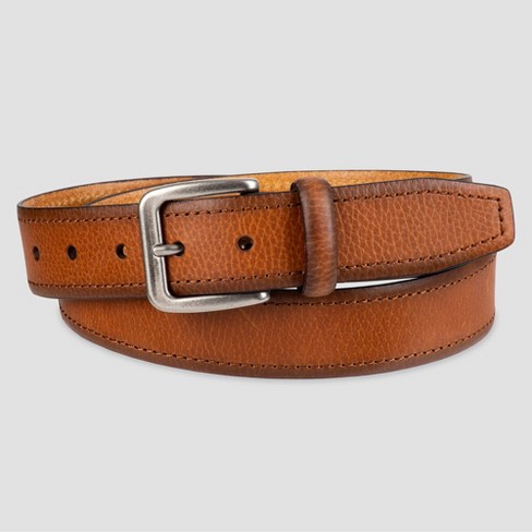 Men's Leather Belt With Stitch - Goodfellow & Co™ Tan Xl : Target