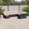 vidaXL Patio Sofa Set with Cushions Outdoor Furniture 10 Piece Poly Rattan - Black and Cream - 2 of 4