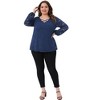 Agnes Orinda Women's Plus Size V Neck Lace Sheer Layer Long Sleeve Cross Strap Blouses - 3 of 4