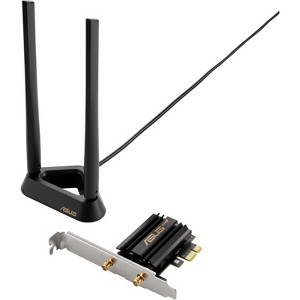 Refurbished: ASUS PCE-AXE59BT WiFi6 6E AX5400 PCI-E Adapter with 2 External Antennas and magnetized Base - Manufacturer Refurbished - 1 of 3