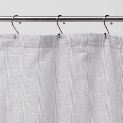 Gray Cotton Tonal Striped Shower Curtain