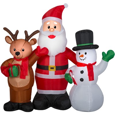 Gemmy Christmas Airblown Inflatable Santa and Friends Scene, 4 ft Tall, Multicolored