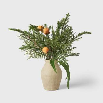 Mixed Greenery with Oranges in Pot Arrangement - Threshold™ designed with Studio McGee