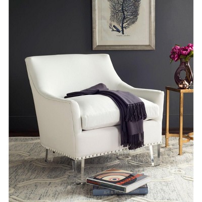 Modern Art Deco White Accent Chair with Transparent Legs