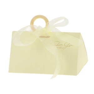 Unique Bargains Gift Boxes with Ribbons and Wood Rings 5.12"x2.91"x2.56" Apricot 20 Pcs - 1 of 4