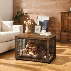 Modern Dog Crate Furniture , End Table, for Small Dogs up to 70 lb - Stylish Kennel with Removable Tray, Double Doors - 1 of 4