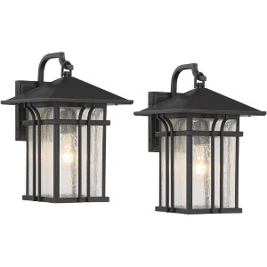 John Timberland Syon Mission Outdoor Wall Light Fixtures Set of 2 Painted Bronze Lantern 14" Clear Seeded Glass for Post Exterior Barn - 1 of 4