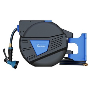 GardenJoy Retractable Garden Hose Reel,  1/2 in. x 130 ft. , Wall Mounted, 180-Degree Swivel Bracket - 1 of 4