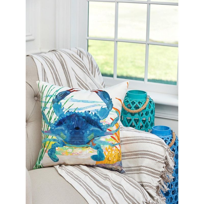 C&F Home 18" x 18" Blue Crab Coastal Indoor/Outdoor Decorative Throw Pillow, 4 of 10