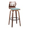 Set of 2 Folia Barstools Walnut/Black/Teal - LumiSource: Mid-Century Modern, Swivel, Upholstered, Wood Frame - 2 of 4