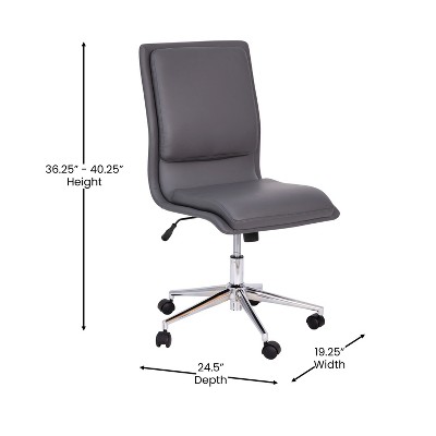 Ergonomic Gray LeatherSoft Swivel Task Chair with Chrome Base
