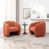 SEYNAR Modern Teddy Upholstered Accent Pumpkin Chair with Openwork Design Set of 2 - 3 of 4