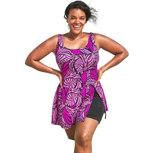 Swim 365 Women's Plus Size Side-slit Swim Dress - 20, Pink : Target
