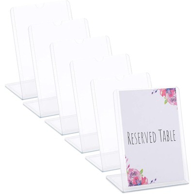 Juvale 6 Pack Clear Acrylic Sign Holder, Table Top Vertical Display Stand (5x7 in)