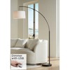 360 Lighting Modern Arc Floor Lamp with USB Charging Port 72" Tall Black White Linen Drum Shade for Living Room Reading House Home - 2 of 4