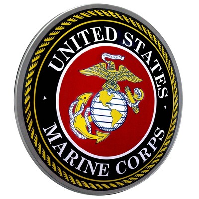 United States Marine Corps Emblem Dome Metal Sign Black/Red - Crystal Art Gallery