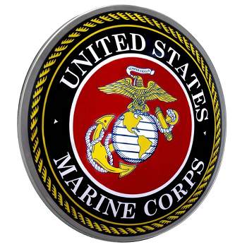 15" x 15" United States Marine Corps Emblem Dome Metal Sign Black/Red - American Art Decor