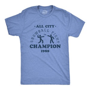 Mens All City Snowball Fight Champion 1988 T Shirt Funny Winter Snow Graphic Vintage Tee - Crazy Dog Men's T Shirt - 1 of 4
