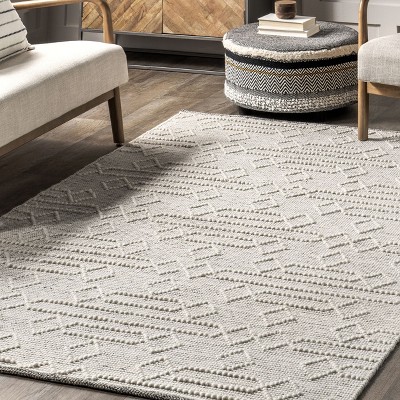 Lucile Gray Wool Moroccan Diamond Area Rug