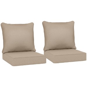 Outsunny Patio Chair Cushions with Seat Cushion & Backrest, Fade Resistant 24" x 24" Seat Replacement Cushion Set - 1 of 4