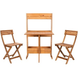 Barley Flower Shelf 3 Pc Bistro Set - Outdoor - PAT7047 - Natural - Safavieh - 1 of 4