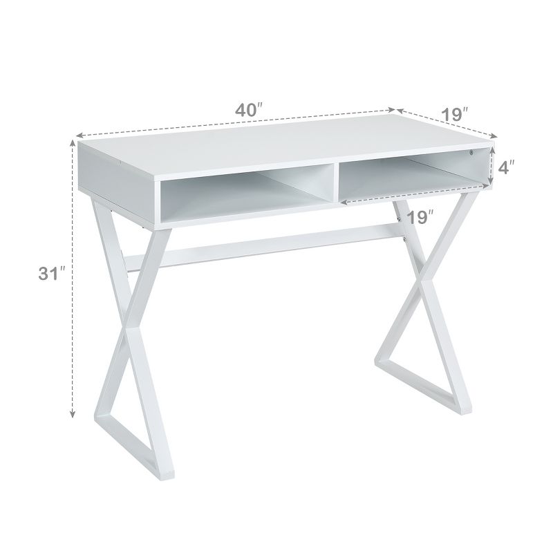 Tangkula Writing Desk Makeup Vanity Table Modern Computer Desk With 2 Storage Compartments, 3 of 9