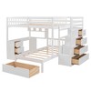 TIRAMISUBEST Full Over Twin L-Shaped Bunk Bed with Bulit-in Desk and 8 Storage Drawers, Wooden Bunk Bedframe with Storage Shelves - 3 of 4