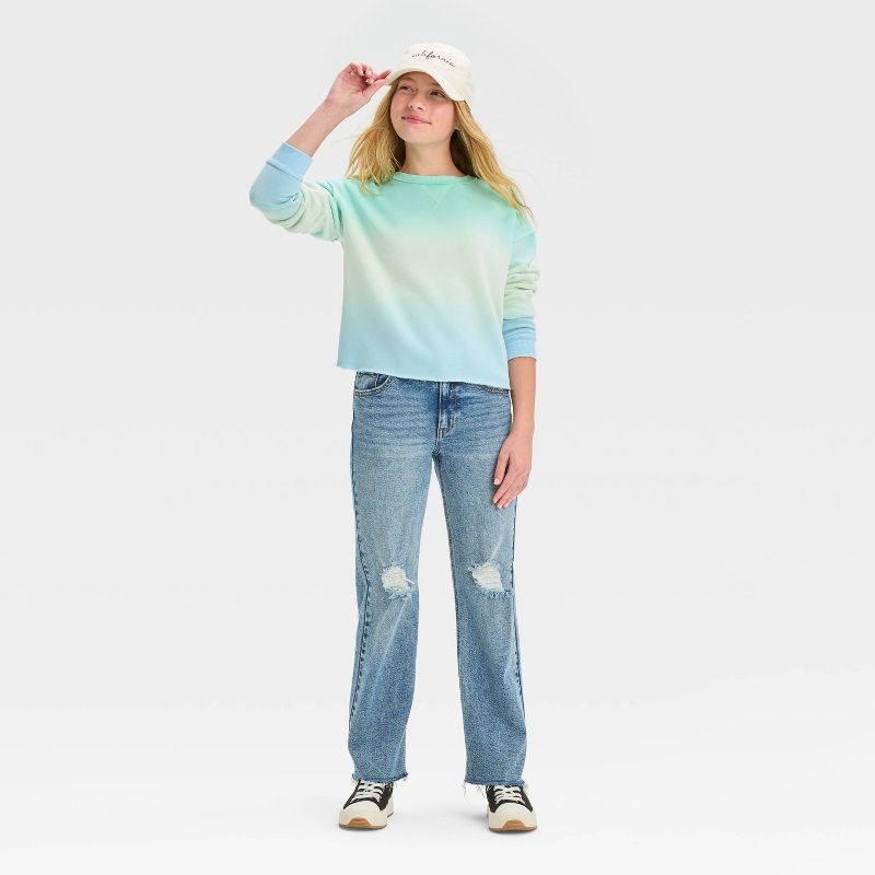 Girls' Fleece Crewneck Cropped Sweatshirt - art class™, 3 of 4