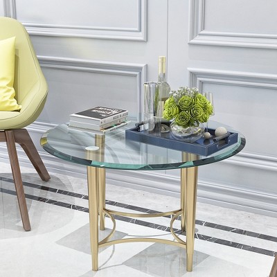 Bencmate Coffee Tables Round Glass Tabletop Modern Square Design For Living Room, Office, Tabletop Only, Heat-Resistant Glass, Clear, 28"*28"*0.4"