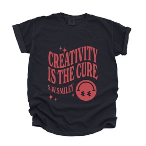 S.W.Smiley Creativity Is The Cure - Women's Garment Dyed Graphic T-Shirt - 1 of 4